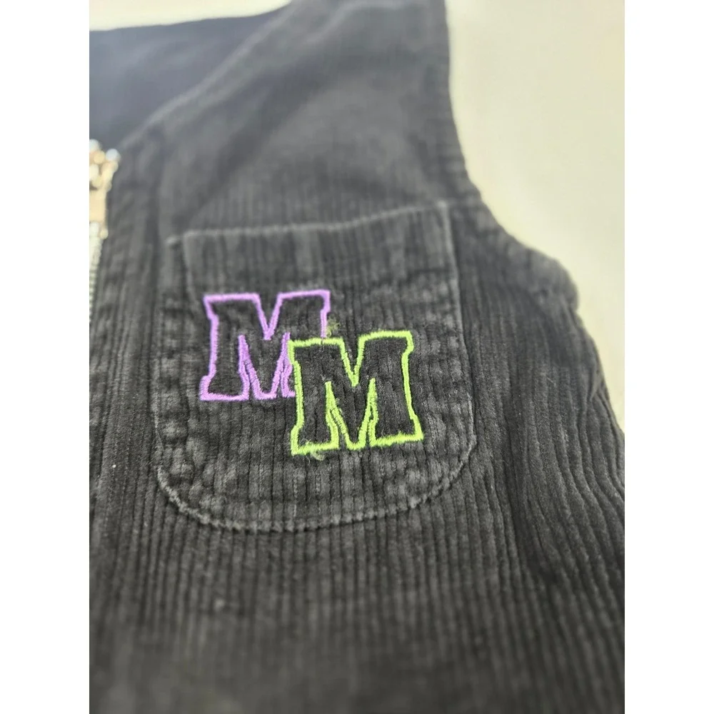 Disney Minnie Mouse Black‎ Corduroy Jumper Dress Girls Size 4 Vintage  Zip